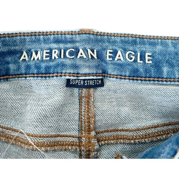 AMERICAN EAGLE Women's Sz 2 Super Stretch Hi Rise Jegging Jeans Patches - Picture 4 of 11